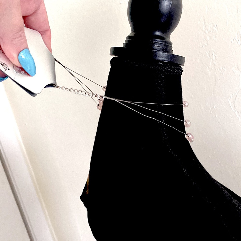 Silver “Invisible” Necklace With White And Hot Pink Beads - Picture 16 of 16